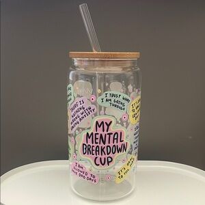 Glass Cup with Bamboo Lid and Straw